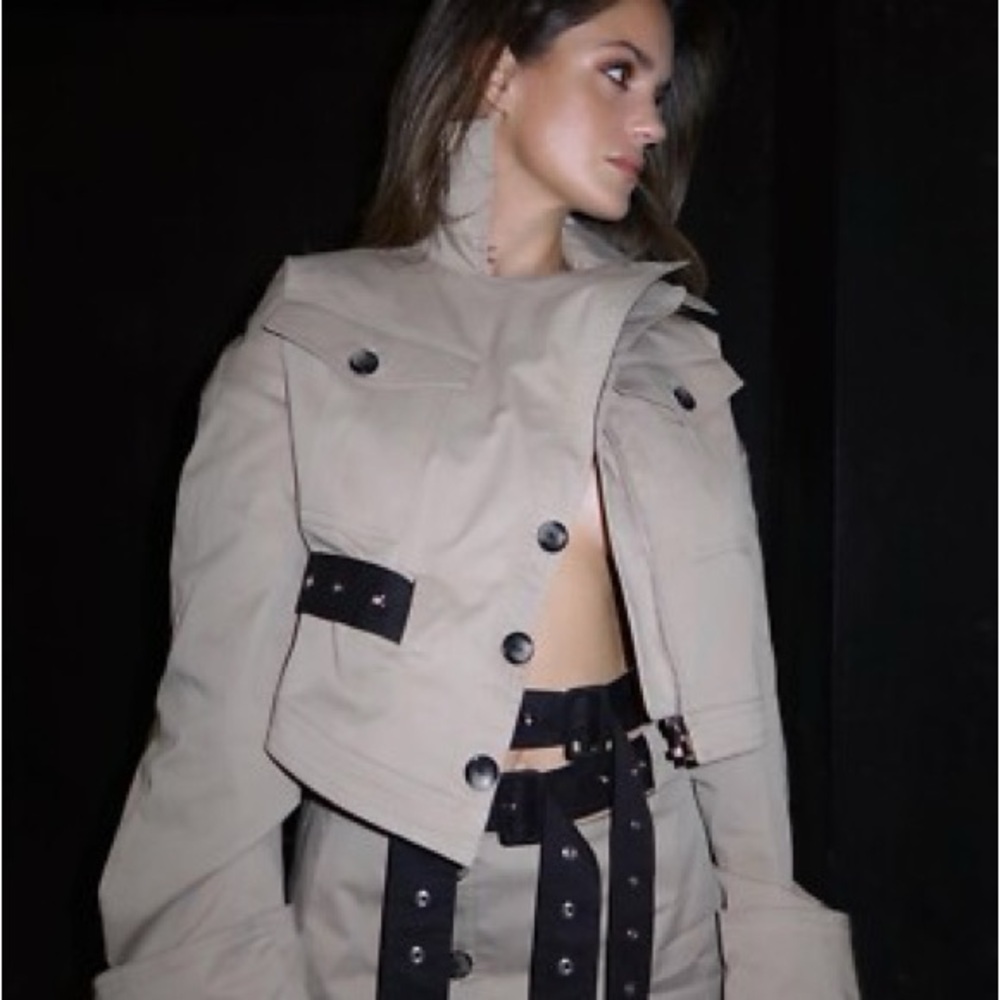 H&M X Rokh Beige and Black Trench Coat